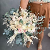 Boho wedding bouquet Blush and ivory flower bouquet for bride Pampas grass flower bouquet Peony and eucalyptus wedding bouquet Magaela
