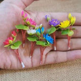 Miniature Dollhouse Colorful Water Lily Flowers Artificial Clay 6 pcs.Home Decor