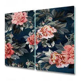 Glass Worktop Saver Kitchen Dark Floral Girls room Peony Peonies Flowers 2x30x52