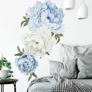 Floral Peony Flowers Wall Decal Removable Sticker Bedroom Home DIY Art Decor
