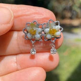 Real Miniature Chiloschista viridiflava Orchid Earrings Last of the season OOAK Dried Flower from my Garden come Gift Wrapped