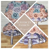 Artificial Real Touch Rose Bouquet -Eurydice's Passion- Dusty Rose variety