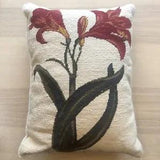 Red Lilies Floral Flowers Wool Needlepoint Throw Pillow, Approx 20x14???