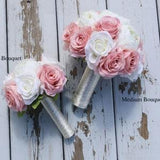 Blush Pink bridal Bouquet for weddings, Artificial Wedding Flowers, Bridal and  Bridesmaid Bouquets silk , Round rose peony bouquet