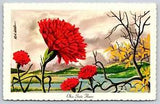 Artist Ken Haag State Flower~Scarlet Carnation & Lake Ohio~Vintage Postcard