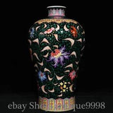 9.5'' Qing Yongzheng Green Glaze Color Porcelain Peony Flower Bottle Vase