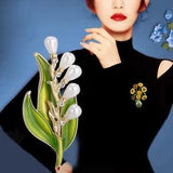 Vintage Plant Series Pearl Brooch Flower Pin Brooches For Woman Accessories
