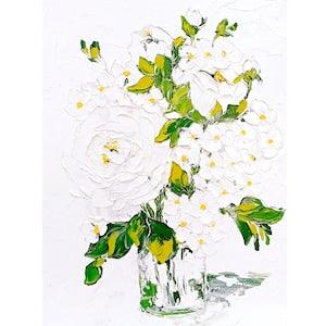 Hydrangea Painting Peony Original Art Impasto Oil Painting Floral oil painting Bouquet in Vase Painting 16x12 inch