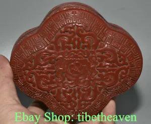 5.6" Old Chinese lacquerware Dynasty Palace Peony Flower Jewelry Box jewel case