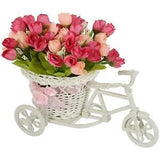 Cycle Shape Pink Flower Vase with Peonies Bunches Home Decoration Gift Item New