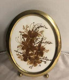Vintage Brass Oval Picture Photo Frame Pressed Flowers Beautiful