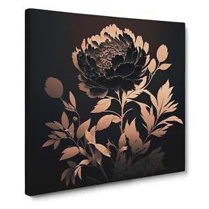 Peony Flower Silhouette No.1 Canvas Print Wall Art Framed Picture Large