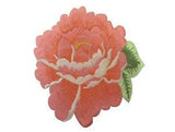 #5089O Orange Rose Herbaceous Peony Flower Embroidery Iron On Applique Patch