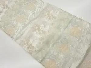 5908100: JAPANESE KIMONO / VINTAGE FUKURO OBI / WOVEN PEONY & UME BLOSSOM