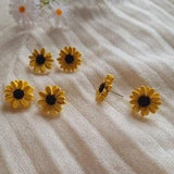 Set of 2 Sunflower Hairclip 1 and Stud Earrings, Earrings Kids, Polymer Clay Earrings, Handmade Earrings, Made In Canada, Gift For Her