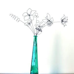 Mix and Match 3D Wire Flowers/Steel Wire Flower Bouquet/metal flower sculpture/ wire art wall decor/Personalized handmade metal flowers