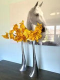 Pair of 2 Armel Home Tall Nickle Vases with Yellow Orchard, India