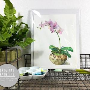 Original Orchid Watercolor Painting - Painting titled, "Pink Orchid", Original Art, Original Painting