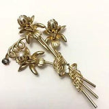 Vintage Faux Pearl "Water Lilies" GF Brooch, Pin, Costume Jewelry, w Gift Box