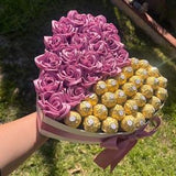 Forever roses/rosas eternas/flower arrangement/bouquet/heart shape roses arrangement/ribbon roses