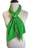 Vintage Green Scarf Adjustable Carnation Flower Permanent Pleated Fabric