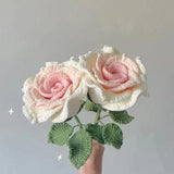 rose flower,crochet bouquet,knitted rose,fake flower,handmade craft,artificial flowers,multi color option,gift for her,never die flower