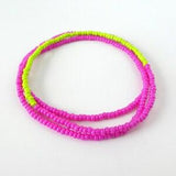 Magenta and apple green beaded bracelet set, Stretch bracelets, seed bead bracelet, bridesmaids bracelets, extra small,extra large,  dainty