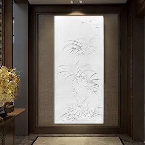 White 3D texture painting,Orchid painting,Minimalist Art,Hand Made Painting,Large abstract painting,Modern Living room painting