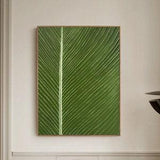 Large Green Leaf Painting Green Abstract Painting Leaf Oil Painting on Canvas Leaf Abstract Painting Green Minimalist Painting Leaf Wall Art