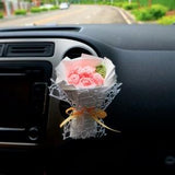 Crochet Roses Bouquet Car Vent Clip, Mini Roses Bouquet Car Air Vent Clip, Cute Interior Car Accessory for Women, Car Air Freshener