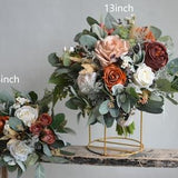 Bridal Bouquet In Rust Orange/Morandi White/Beige Flowers, Terracotta Bridesmaids Bouquet, Terracotta Fake bouquet, Real Touch Rose bouquets