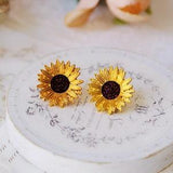 Sunflower Ear Studs, Sunflower Jewelry, Sunflower Brooch, Sunflower Jewelry Set, Sunflower Earring, Nature-inspired Jewelry