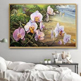 Large Orchid painting, Original Pink Orchid canvas art, Flowers painting, Modern Floral art, Floral print, Flower art print Large canvas art