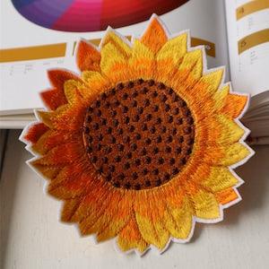 1pcs  6pcs bulk lot  Extra Large  sun flower  sunflower   embroidered  iron on sewing on  patch   jacket winter coat   13.5cm 5.4inch