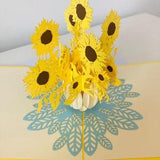 Yellow Sunflower bouquet Pop up 3D greeting card.  Autumn vibe.  Thank you card