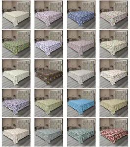 Ambesonne Blossom Leaves Flat Sheet Top Sheet Decorative Bedding 6 Sizes