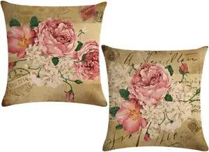ULOVE LOVE YOURSELF 2Pack Retro Flower Throw Pillow Covers Peony Rose Home Decor