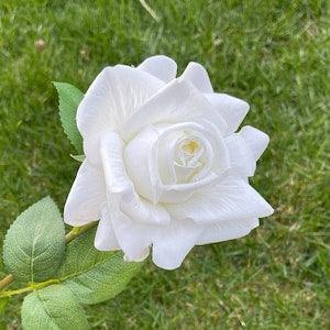 30" Huge Real Touch Latex Rose | High Quality Artificial Flower | Centerpiece | Floral | Wedding/Occasion/Home Decoration | Gifts - White