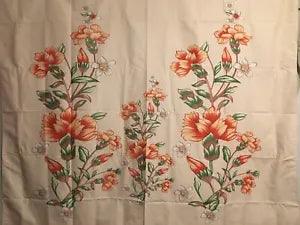 NEW 60??? x 52??? Orange Carnation Flowers On Beige Tapestry Wall Decor w/Clips