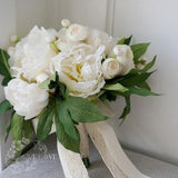 White Peony Bouquet for Boho Wedding, Chic Bridal Shower Bouquet , Elegant Photoshoot Accessories, Home Decorarion