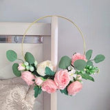 HOOP WREATH, EUCALYPTUS Rose Wreath for Home and Wedding, Bridesmaids Bouquet, Farmhouse Wreath