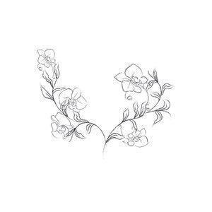 Hand Drawn Orchid Flower Arrangements. Floral Decorative Design Elements. Wreath-1. Vector Illustration. Gentle Leaves, Feminine Logos.
