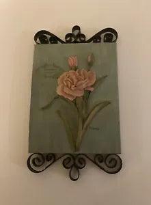 Danhui Nai resin and metal hanging Carnation flower plaque. January.