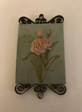 Danhui Nai resin and metal hanging Carnation flower plaque. January.