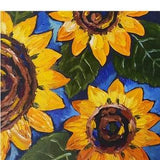 Sunflowers of Ukraine Painting  Original Art Yellow and Blue Flowers Bouquet Impasto Oil Painting 8 by 8" by OlyaARTStudio