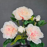Peony Bouquet White Peach Artificial Silk Blossoms High Quality Real Touch 7 stems on Bouquet Vase Flowers 55cm/21.5 in