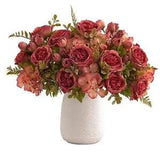 Artificial Flowers, Fake Peony Silk Hydrangea Bouquet Decor Plastic