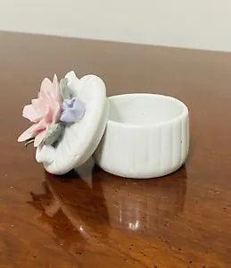 Vintage Small Porcelain Carnation Flower Trinket Box