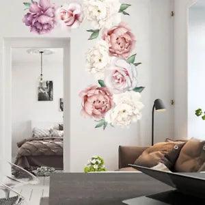 1PC Peony Flowers Wall Sticker Watercolor Peony  Stickers Removable StickeWR