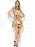 Ali Ro Floral CapSleeve BackCutoutSilkCoralOrangeCocktailPartySexy Dress Sz 6